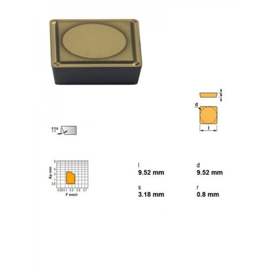 Picture of SPMR322-33TIN22 Canela Tool SPMR322-33TIN22 Square Positive Carbide Finishing, Semi Finishing